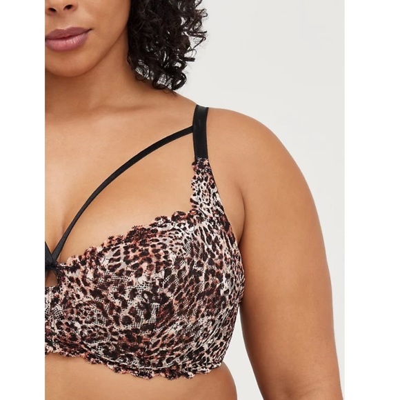 NWT TORRID V-NECK UNLINED BALCONETTE BRA - LEOPARD LACE - Picture 3 of 4